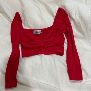 urban outfitters cropped red top